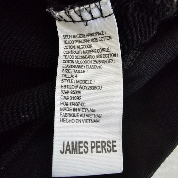 James Perse Standard Black Hooded Zip Jacket Size 4 Cotton Stretch Minimalist - Picture 6 of 6